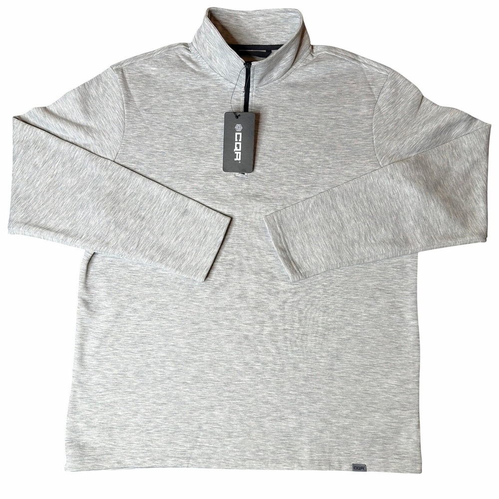 CQR Mens Quarter Zip Pullover Mock Neck Tactical Fleece Light Gray XL NWT